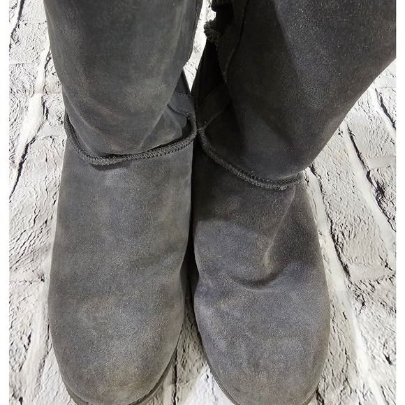 Abeo Blaine Suede Sheepskin Mid Gray Calf Boots WOMENS SIZE 10 - Picture 4 of 14